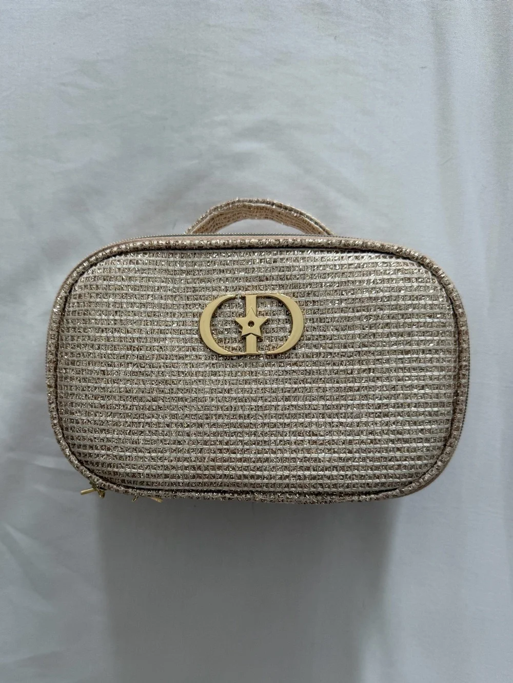 Dior Woven Cosmetic Vanity Case with Metallic Gold Accents